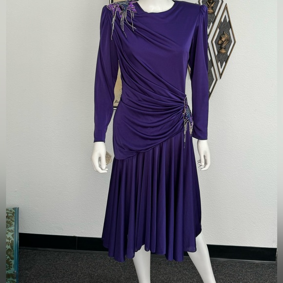 NWT Dead Stock Abby Kent Purple Cocktail Dress With Sequin Embellishment - Picture 1 of 10